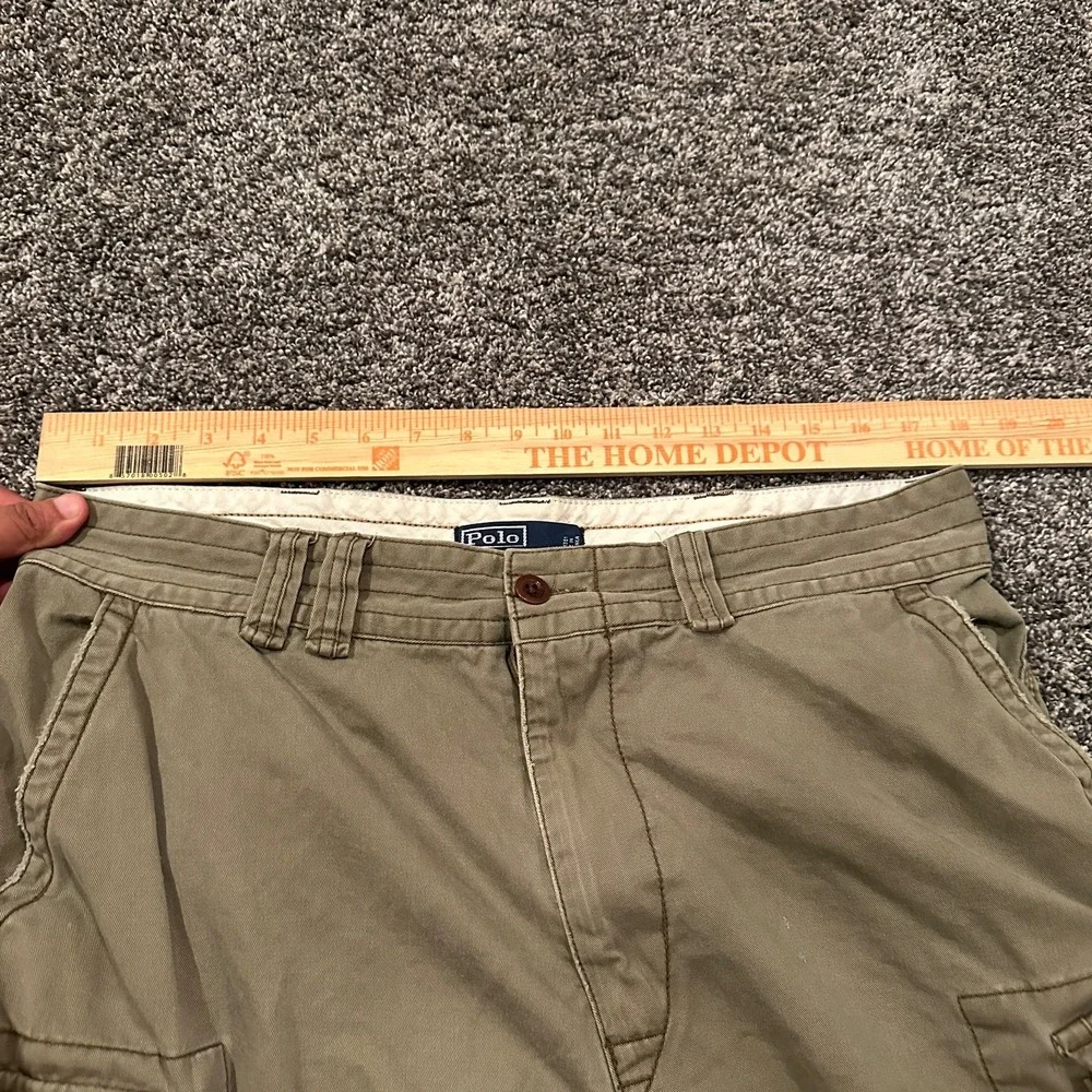 Vintage Polo Raulph Lauren Shorts Mens 35 Cargo Olive Green Surplus Cotton Loose